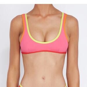 Its Now Cool The 90s Duo Crop Sipora Pink Orange Red Yellow Bikini Top Size 10